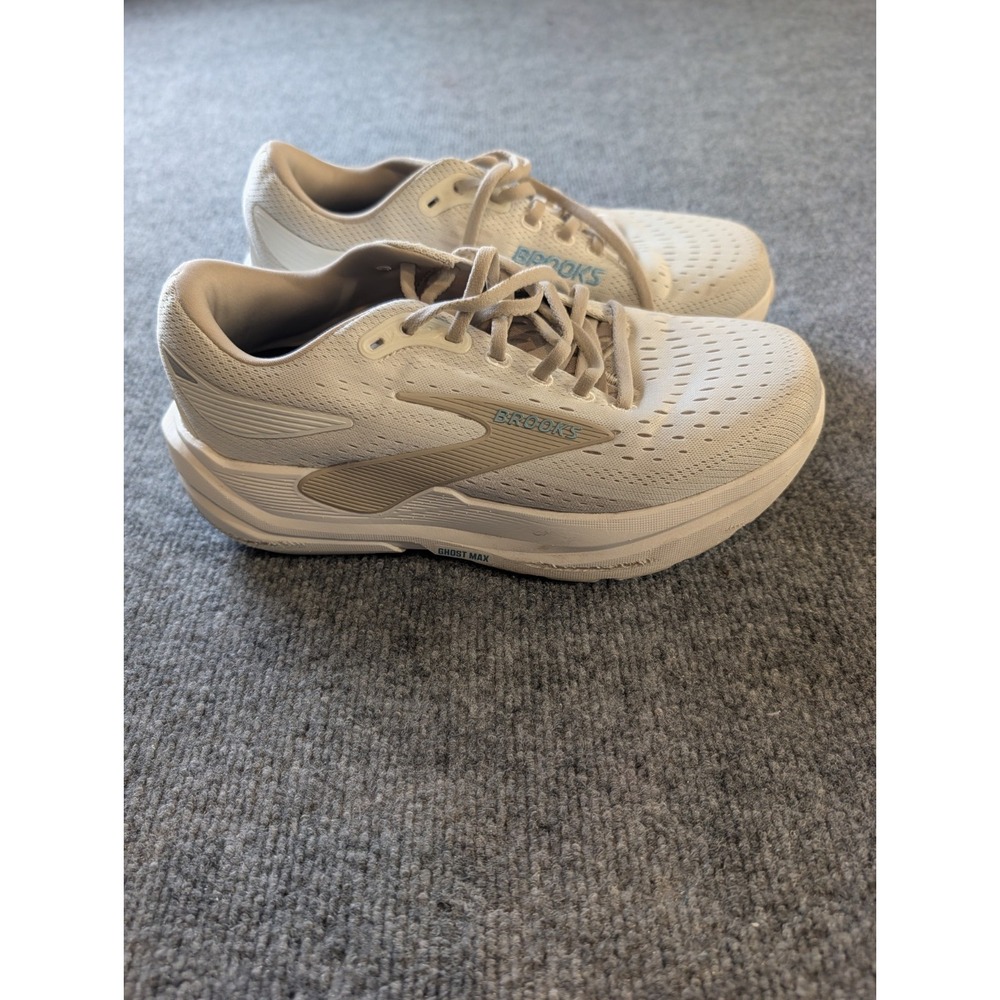Brooks Ghost Max 3 Womens Size 8.5 2E Extra Wide Running Shoes Cream Beige White